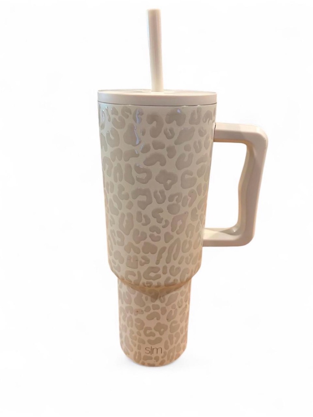 Simple Modern 40 oz Trek Tumbler w/ Handle Lid & Straw, Beige Leopard Print